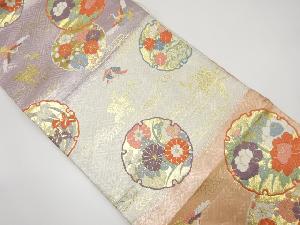 雪輪に鶴・花模様織り出し袋帯